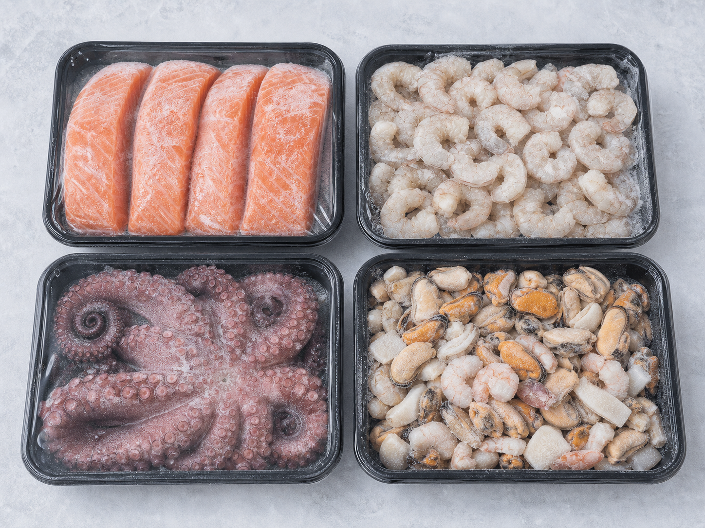 Pack parrilla marina con salmón, camarones, pulpo y surtido de mariscos